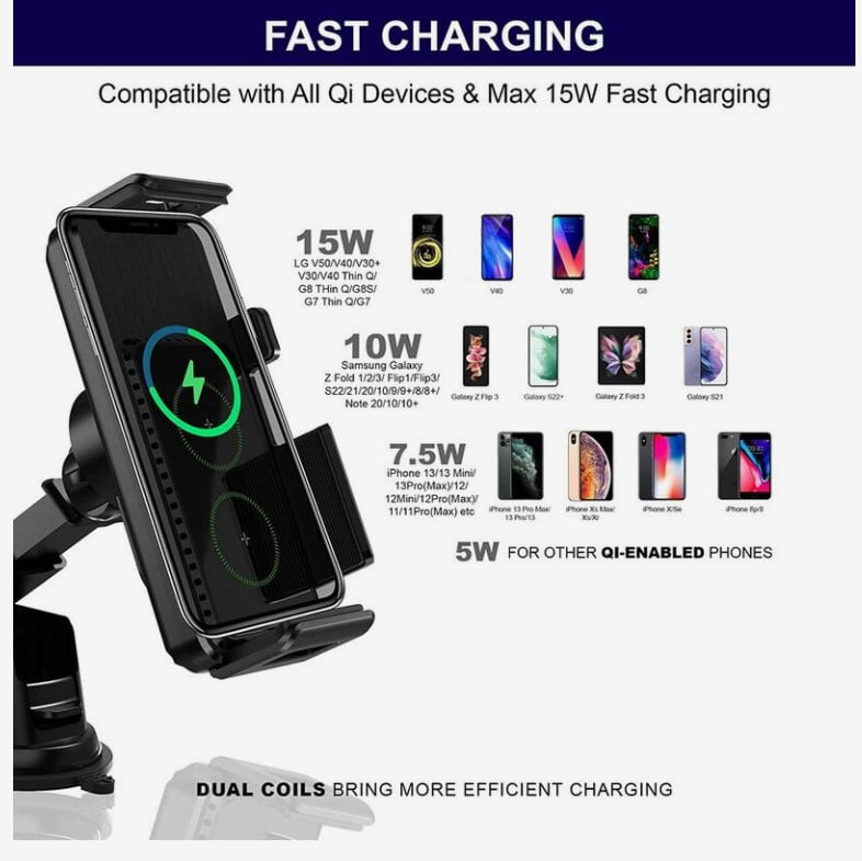 Connected Doublesmart-15 Mobile Holder And Qi Wireless Charger 15W For Samsung Fold