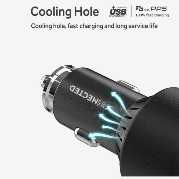 Connected Rocket-130 3-Port Car Charger 130W