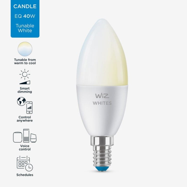 Wiz Candle C37 E14 Wi-Fi Ble 40W 927-65 Tw 1Pf/6