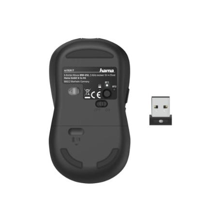 Hama Mw-650 Optical 6-Button Multi-Device Mouse, With Usb-A / Bluetooth, 182617- Black