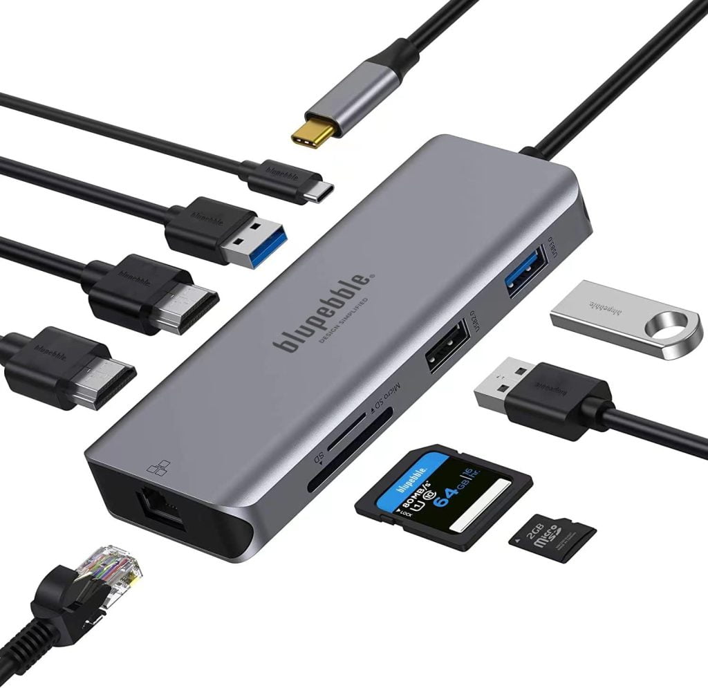 Blupebble 9-in-1 USB C Hub 4K@60Hz Dual HDMI USB C Hub with Dual HDMI