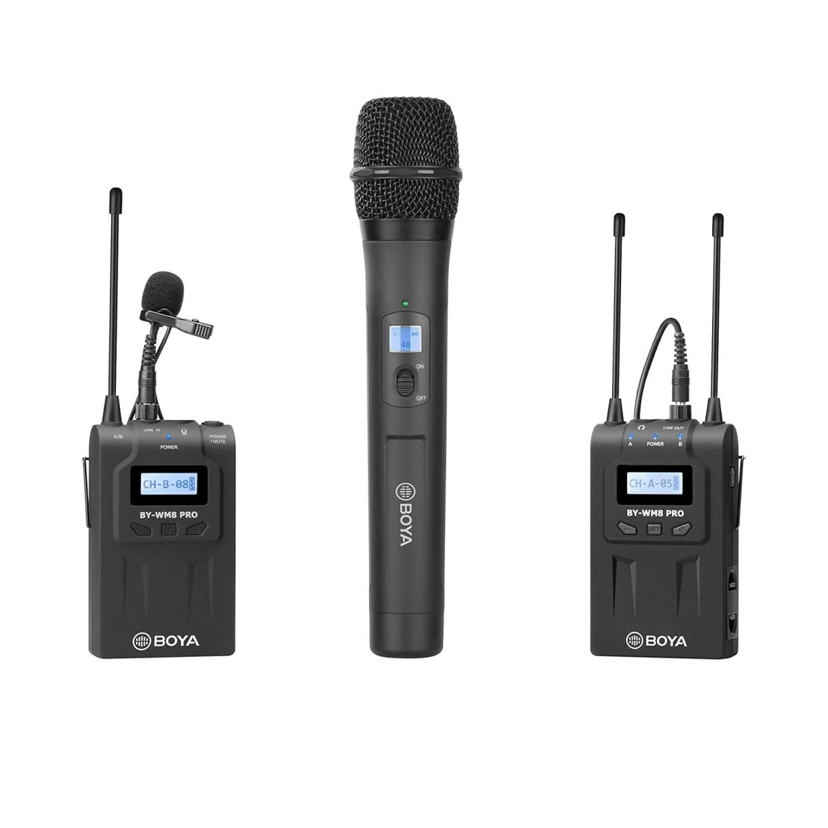 Boya By-Wm8 Pro-K4 Uhf Dual-Channel Wireless Microphone System - Black