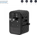 Blupebble Passport 2.1 World Travel Adapter - Black