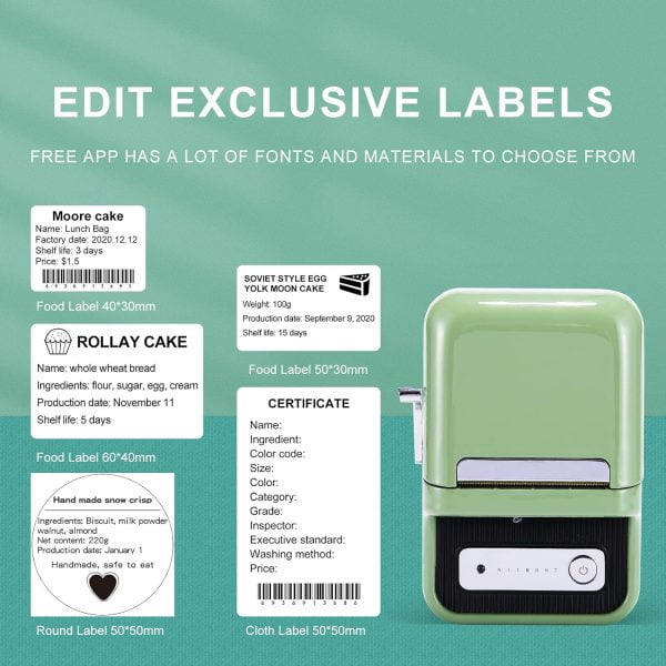 NIIMBOT B21 Label Maker Portable Thermal Label Printer - Green