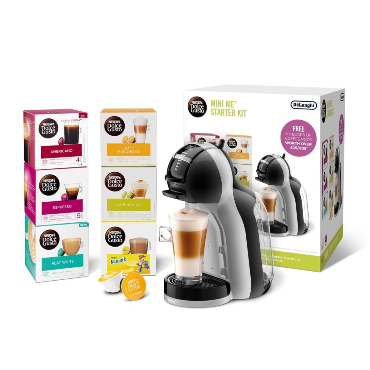 Nescafe Dolce Gusto Mini Me Starter Kit Coffee Machine Edg155.Bg - Black &Amp;Amp; Grey