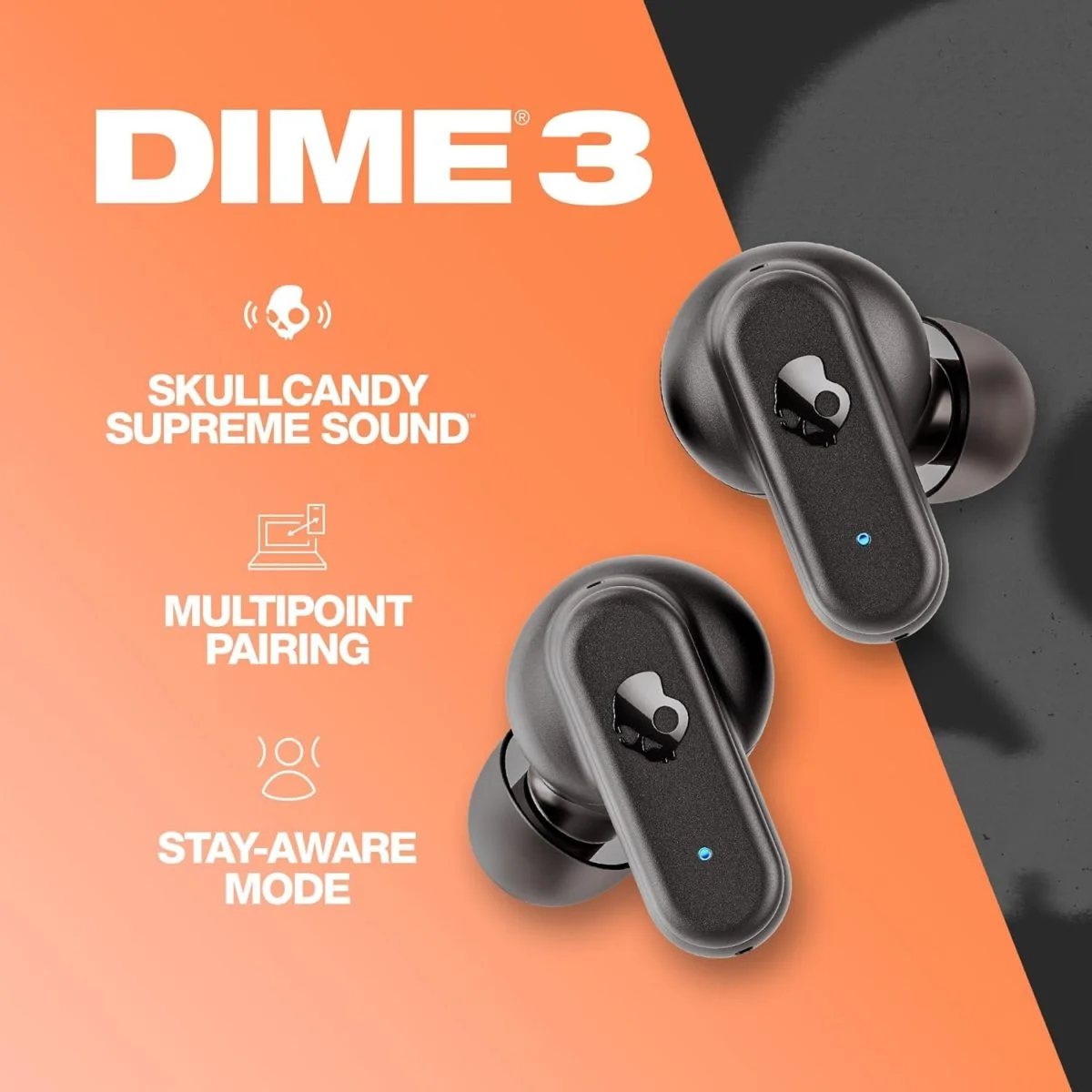 Skullcandy Dime 3 In-Ear Wireless Earbuds - Black