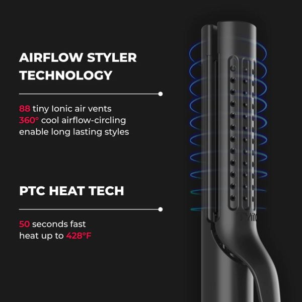 Tymo Airflow 2 In 1 Hair Curler And Straightener Ty.hc506.Bk -  Black