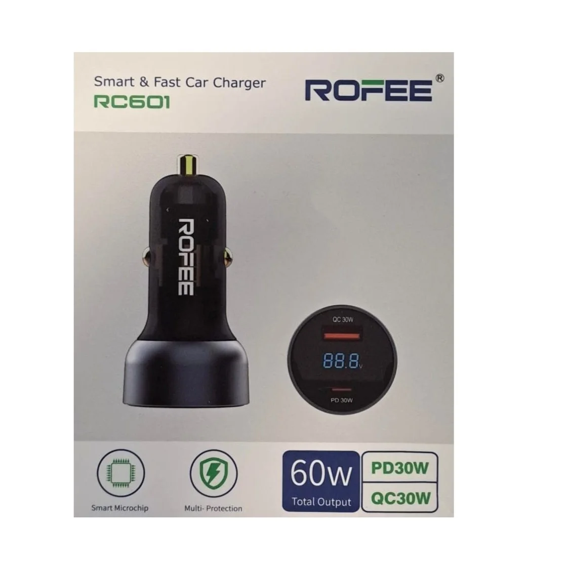 Rofee 60W Smart And Fast Car Charger - Rc601