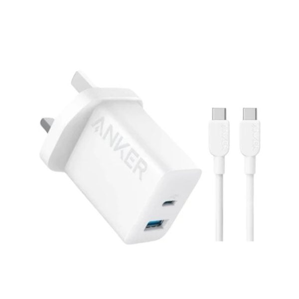 Anker 20W Dual Port High Speed Charger With USB-C Cable white - B2348k21