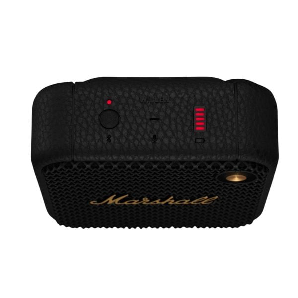 Marshall Willen Bluetooth Speaker,15+ Hours Playtime, Water-Resistent, Quick Charge, Stackable - Black & Brass