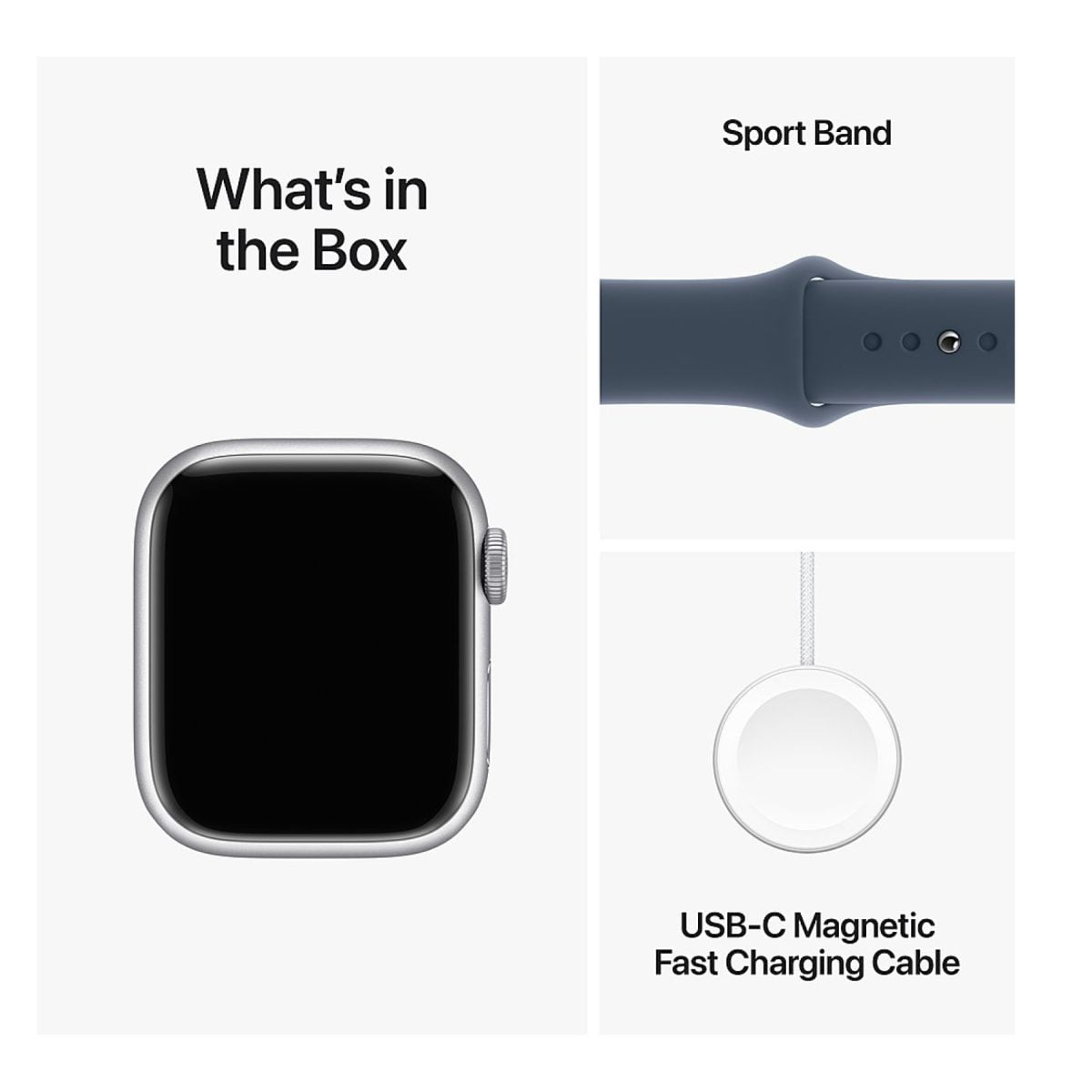 Apple Watch Series 9 (Gps) 41Mm Silver Aluminum Case With Storm Blue Sport Band - Silver Mr903