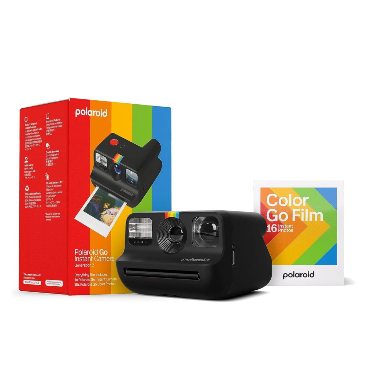 Polaroid Go Generation 2 - Mini Instant Camera + Film Bundle (16 Photos Included) - Black (6280)