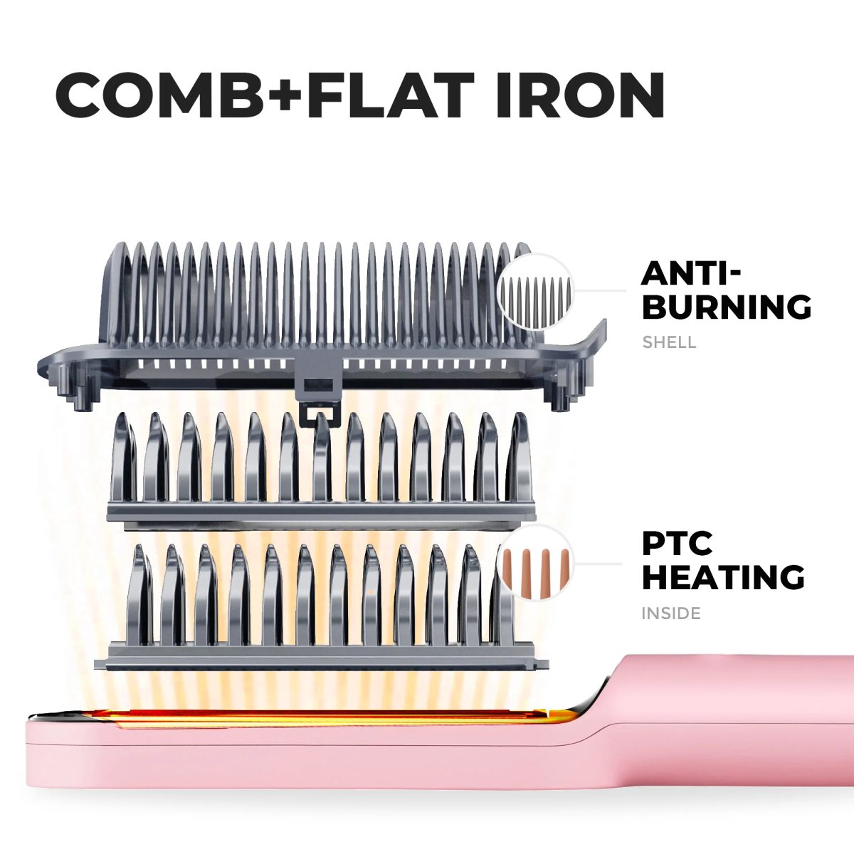 Tymo Ring Hair Straightening Brush Hc100R - Pink