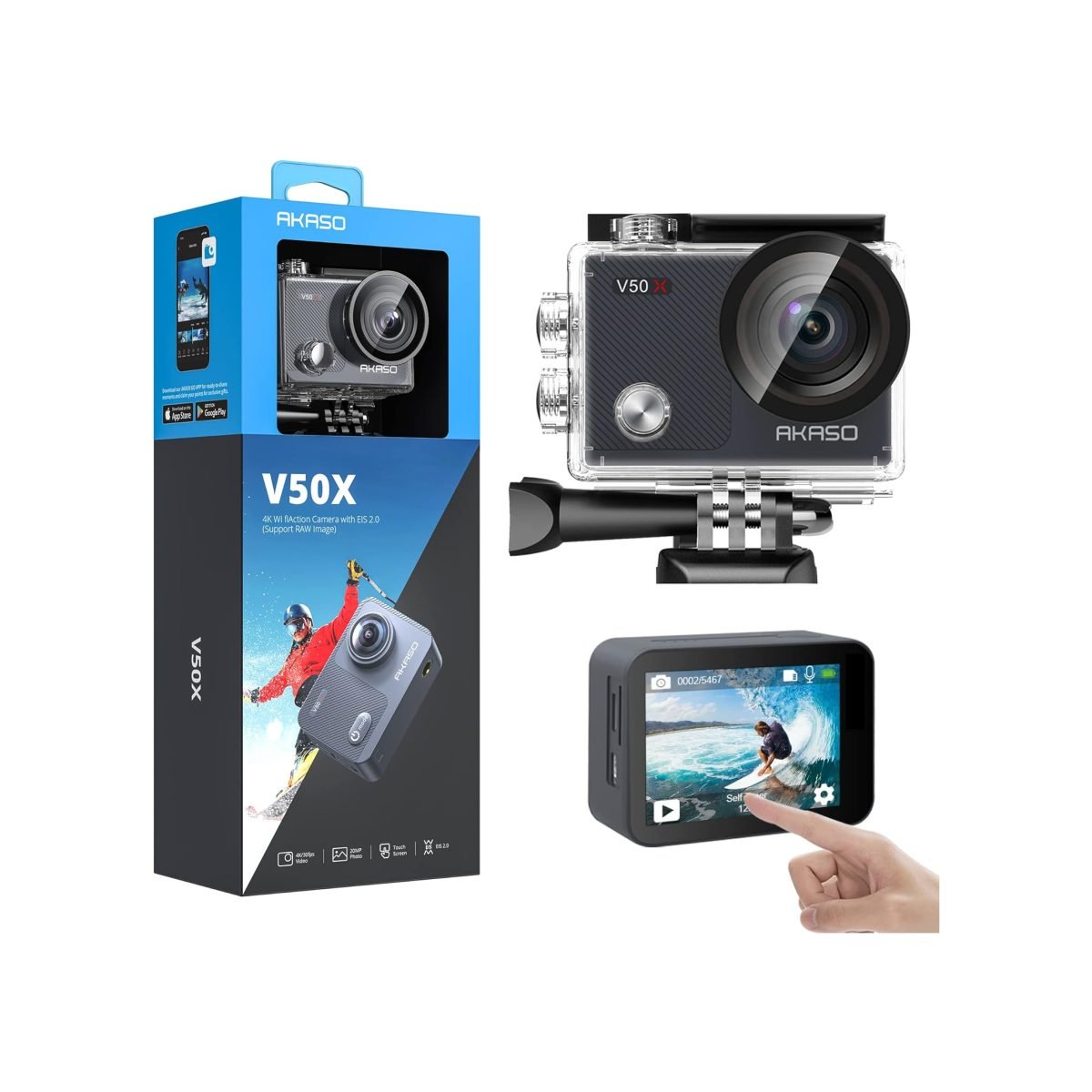 Akaso V50X 4K 30Fps Wifi Action Camera With Touch Screen