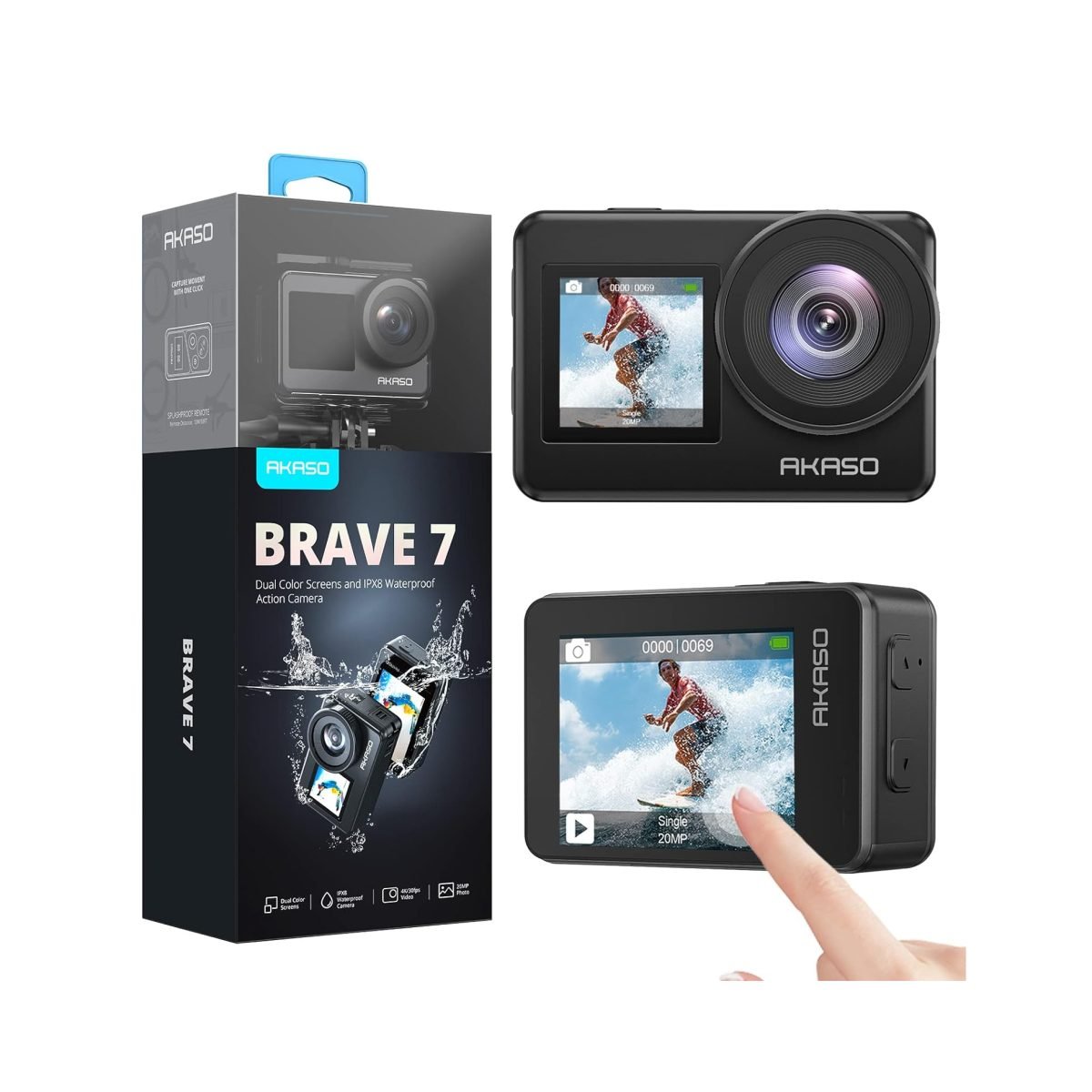 Akaso Brave 7 4K 30Fps 20Mp Wifi Action Camera With Touch Screen And Voice Control 