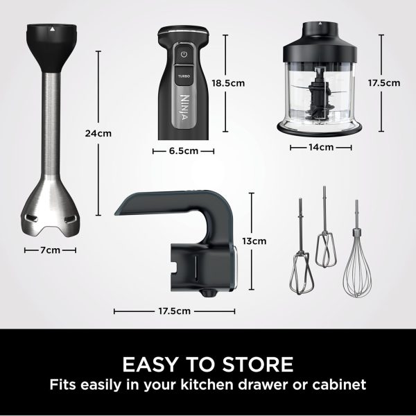 Ninja Foodi 3-in-1 Hand Blender, Mixer & Chopper [CI100ME], 850W, Silver/black