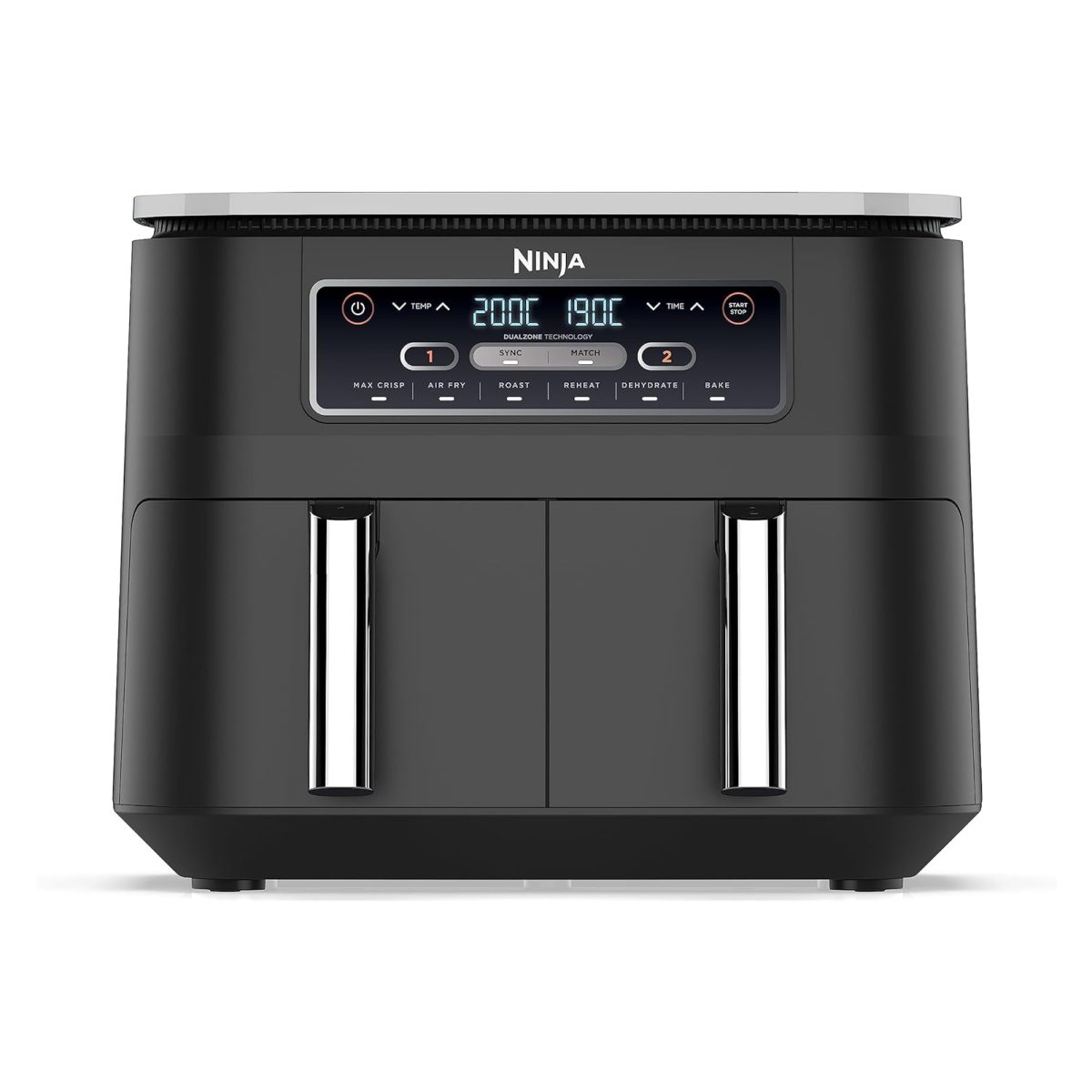 Nninja Foodi Dual Zone Digital Air Fryer, 2 Drawers, 7.6L, 6-In-1- Black Af300Me