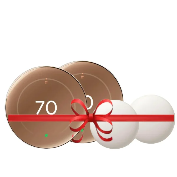 Google Nest Learning Thermostat (4th Gen) with Nest Temperature Sensor (2nd Gen) - Polished Gold GA05171