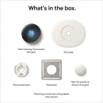 Google Nest Learning Thermostat (4th Gen) with Nest Temperature Sensor (2nd Gen) - Polished Silver GA05551