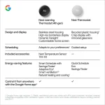 Google Nest Learning Thermostat (4th Gen) with Nest Temperature Sensor (2nd Gen) - Polished Silver GA05551