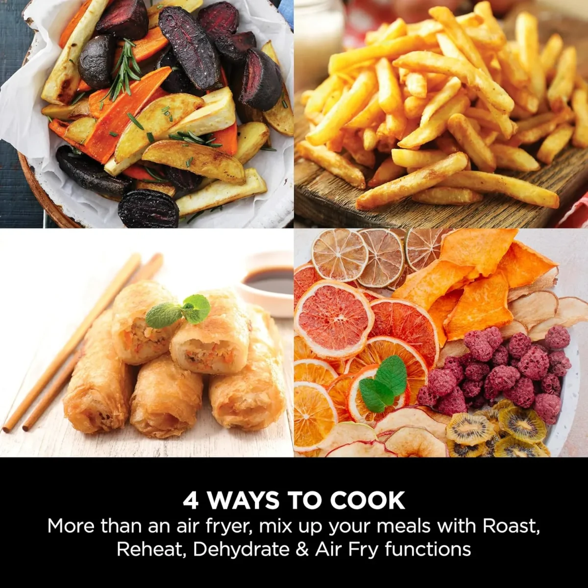 Ninja Air Fryer Af100Me, Roast, Reheat, Dehydrate, 3.8 L, 1550 Watts, Grey And Black