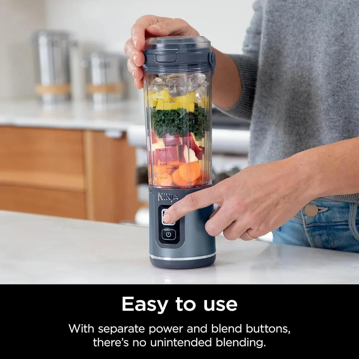 Ninja Blast Portable Blender, 530Ml, Leakproof Lid &Amp; Sip Spout, Powerful Cordless Mini Blender - Denim Blue Bc151Nv
