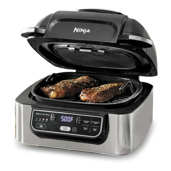 Ninja Foodi AG301, 5 In 1 Indoor Electric Countertop Grill With 4 Quart Air Fryer - Silver