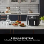 Ninja Foodi Dual Zone Digital Air Fryer, 2 Drawers, 7.6L, 6-in-1- Black AF300ME
