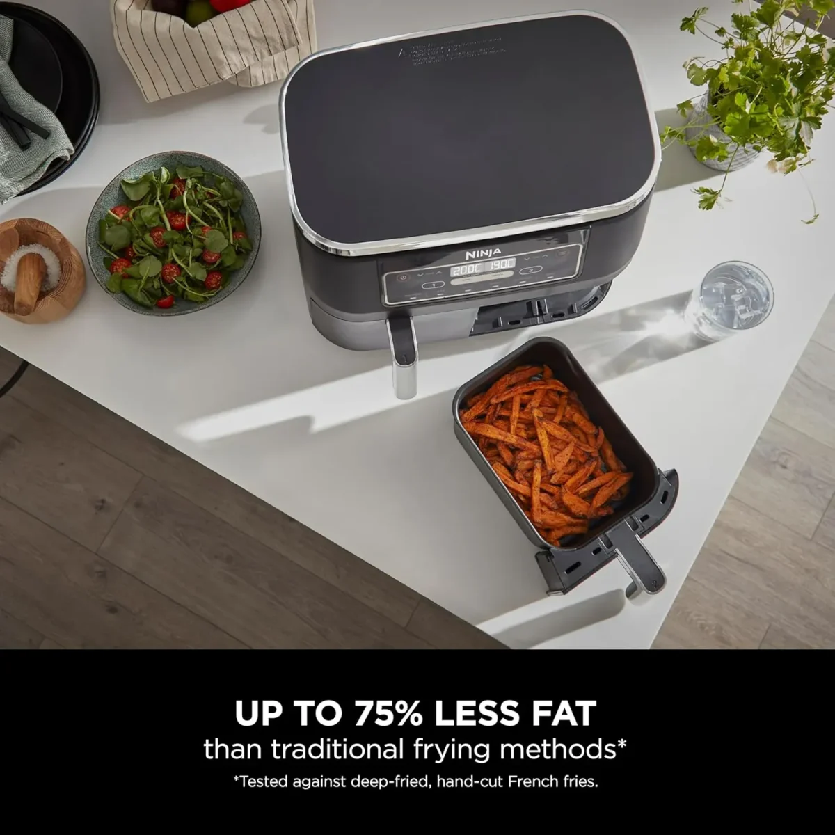 Ninja Foodi Dual Zone Digital Air Fryer, 2 Drawers, 7.6L, 6-In-1- Black Af300Me