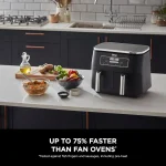 Ninja Foodi Dual Zone Digital Air Fryer, 2 Drawers, 7.6L, 6-in-1- Black AF300ME