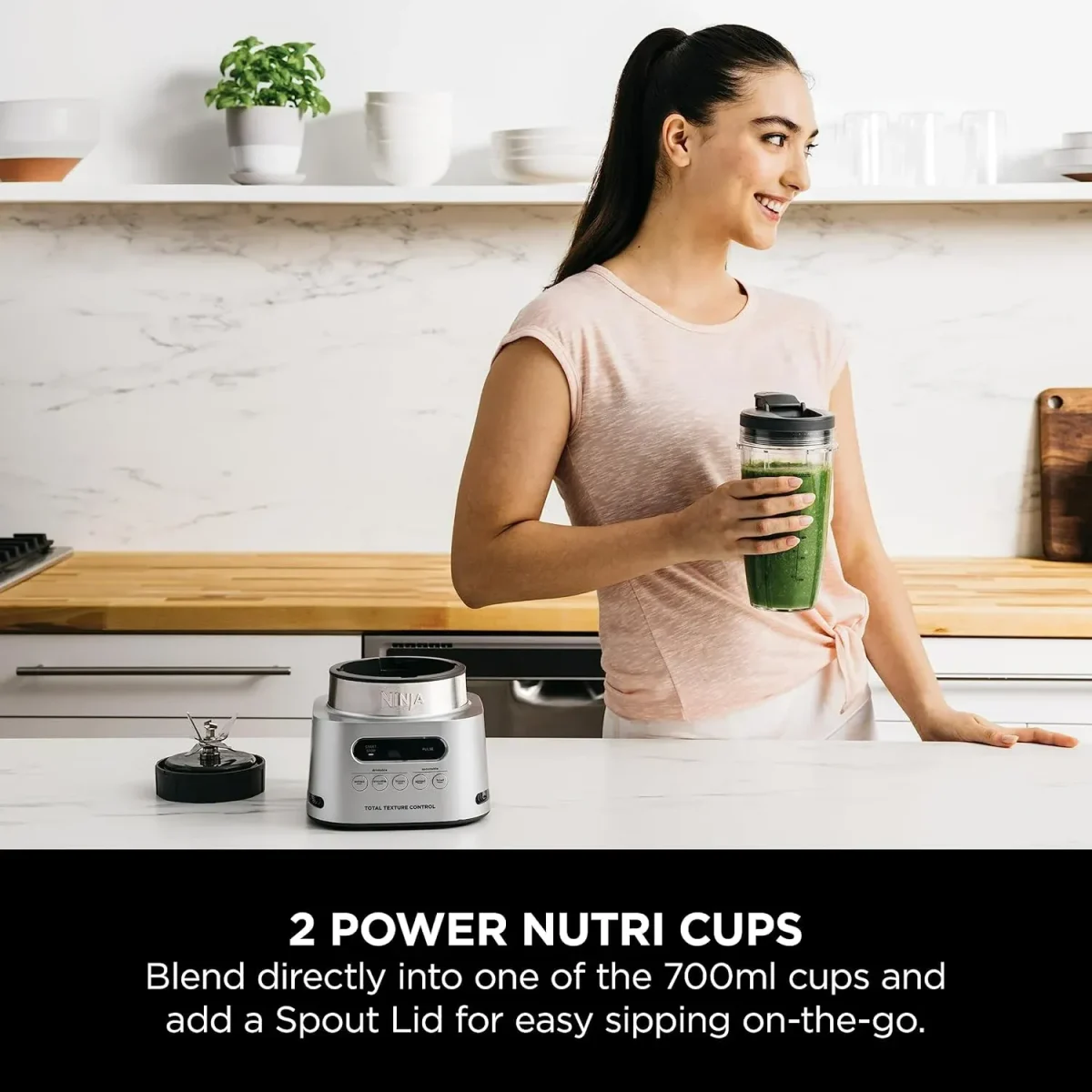 Ninja Foodi Max Power Nutri Blender 2-In-1 2X 700Ml Cups, 1100W - Silver Cb150Me