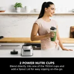 Ninja Foodi MAX Power Nutri Blender 2-in-1 2x 700ml Cups, 1100W - Silver CB150ME