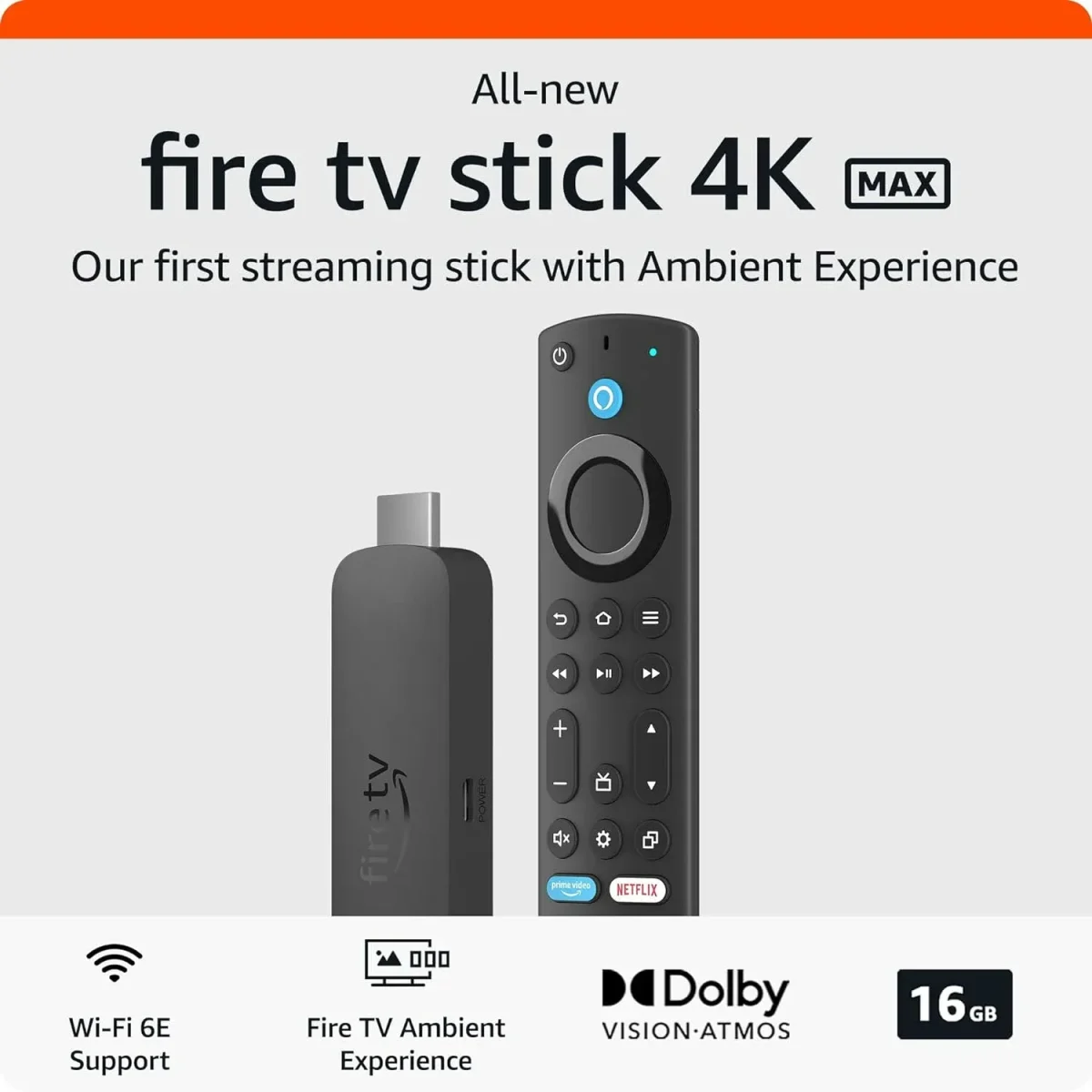 Amazon Fire Tv Stick 4K Max Streaming Device, Supports Wi-Fi 6E 2023 Release