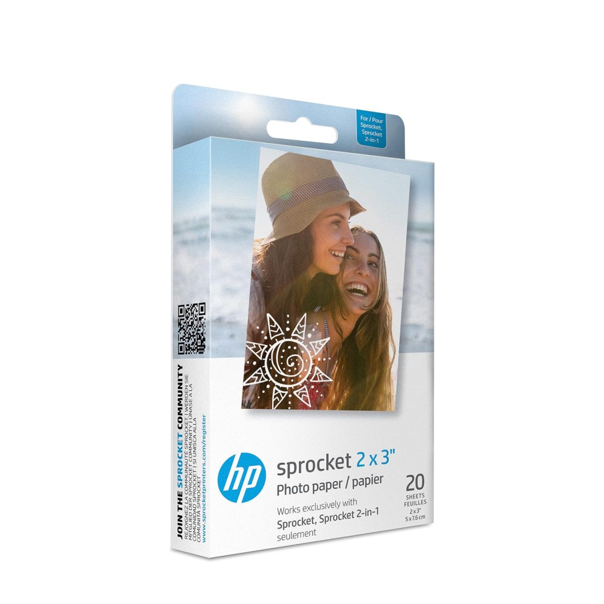 Hp 1Ah01A 20 Pack Sprocket 2X3&Amp;Quot; Premium Zink Sticky Back Photo Paper