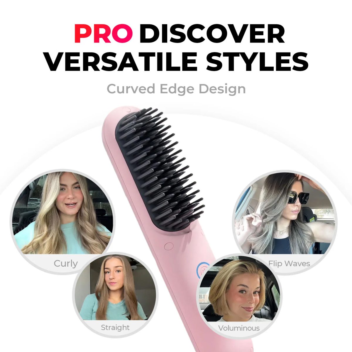 Tymo Porta Pro Cordless Portable Hair Straightening Brush (Dual Power Mode) Ty.hc122 -Pink