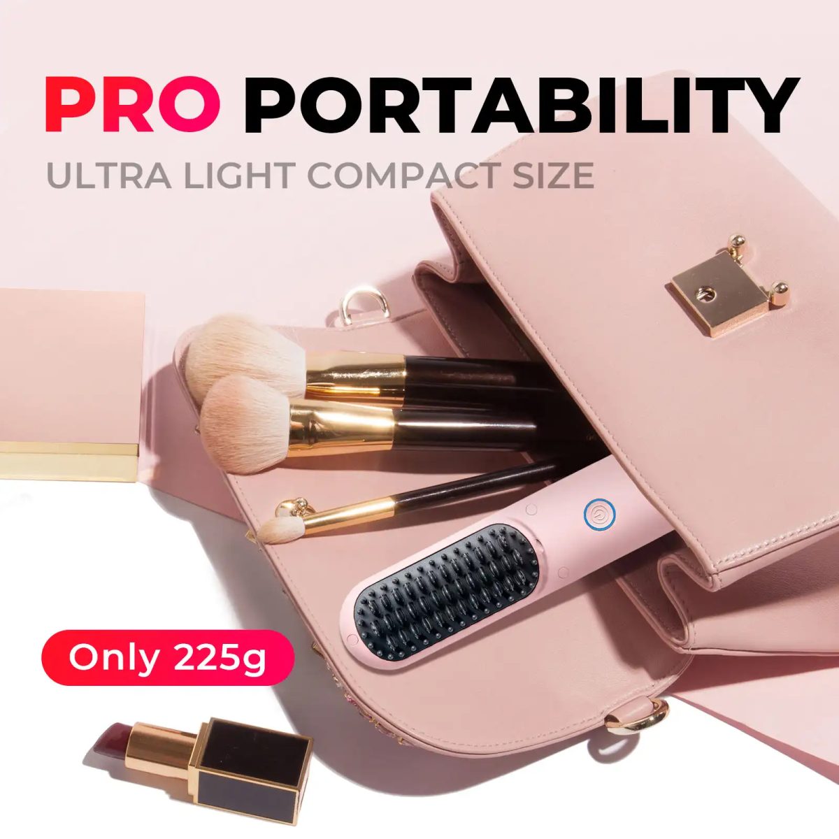 Tymo Porta Pro Cordless Portable Hair Straightening Brush (Dual Power Mode) Ty.hc122 -Pink