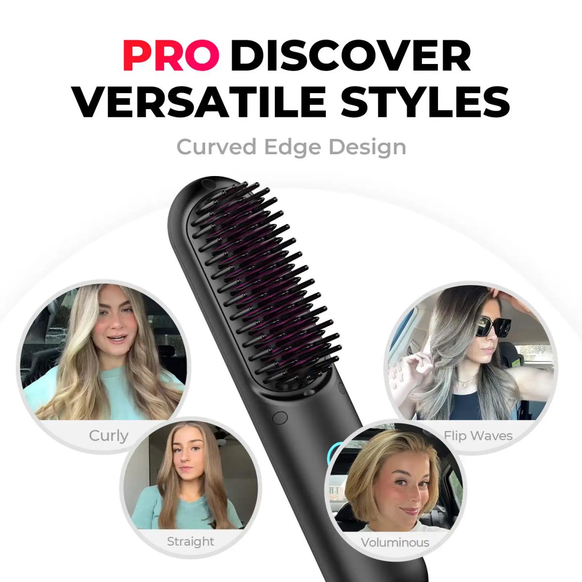 Tymo Porta Pro Cordless Portable Hair Straightening Brush (Dual Power Mode) Ty.hc122 -Black