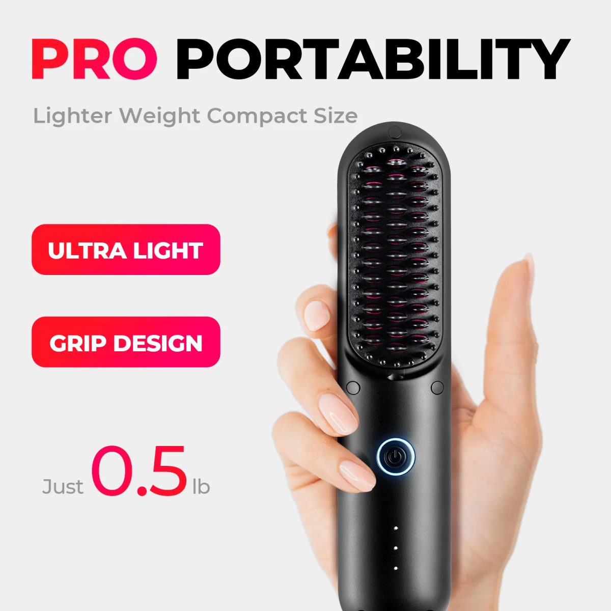 Tymo Porta Pro Cordless Portable Hair Straightening Brush (Dual Power Mode) Ty.hc122 -Black