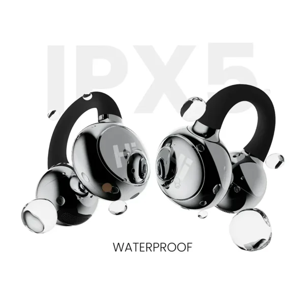 HiFuture FlexClip Open Ear Wireless Earbuds, 30 Hrs Playtime, AI ENC Noise Cancellation – Black
