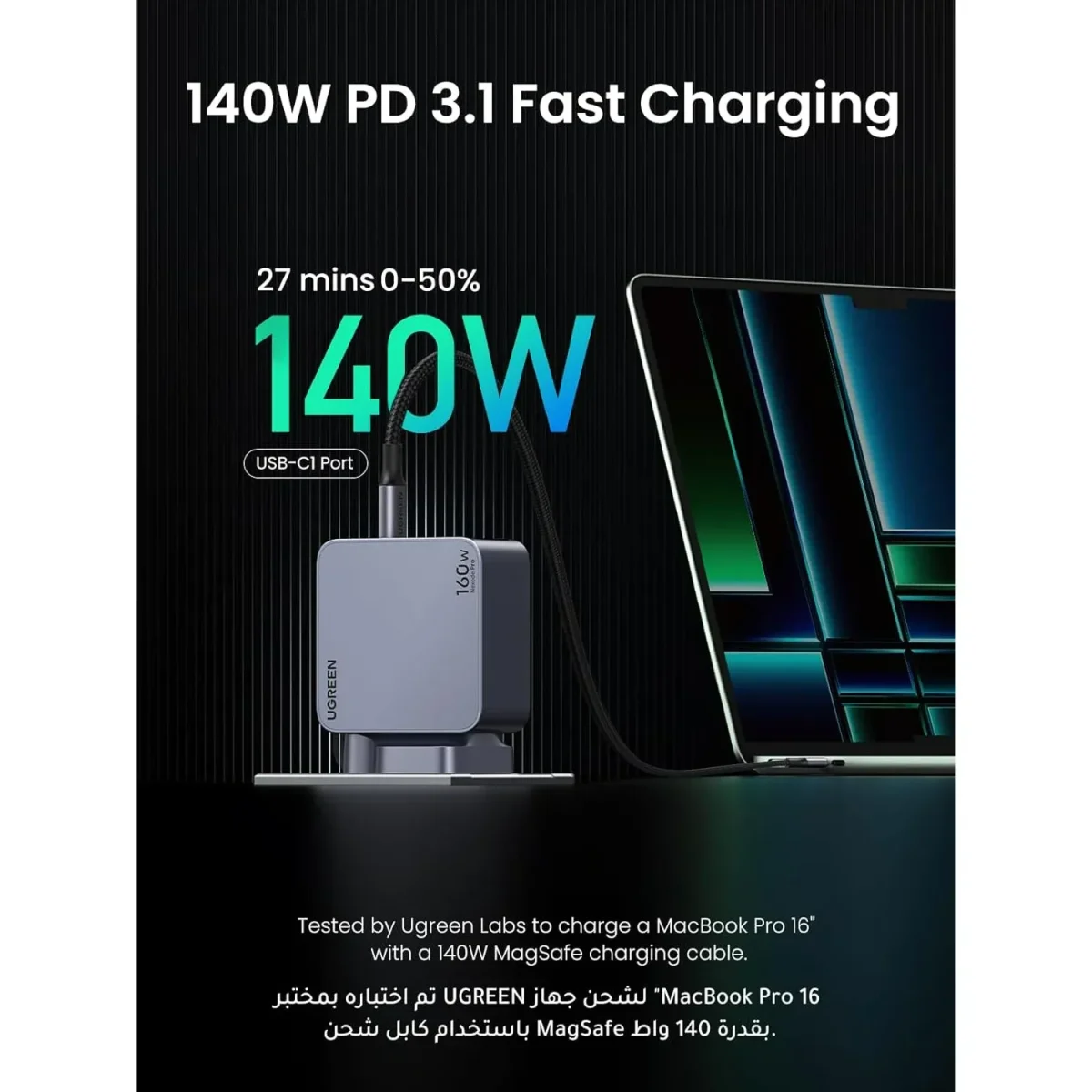 Ugreen Nexode Pro 160W Usb C, 4-Port Gan Laptop Charger Type C Fast Wall Charger Adapter – Ug