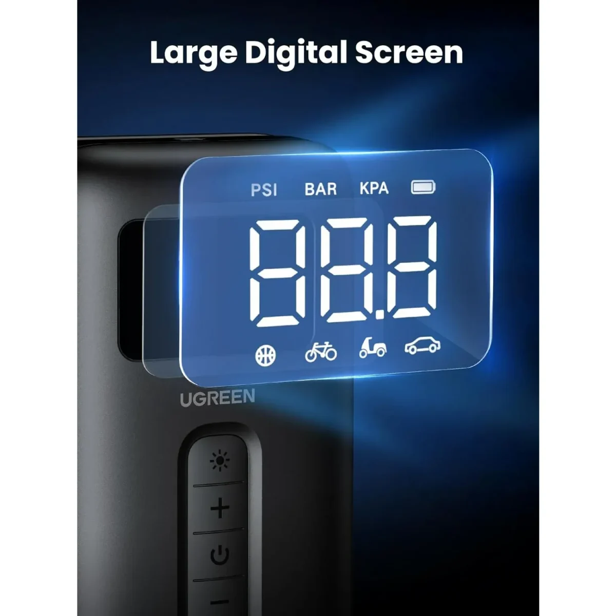 Ugreen Portable Air Compressor Digital Tire Pressure Detection Air Pump Tyre Inflator With Led Light (Max 150 Psi) – Ug.cd259.Bk