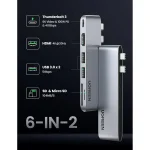 UGREEN USB C Hub for MacBook Pro  6-in-2 Type C Hub Adapter with 4K HDMI, Thunderbolt 3 USB Port, SD TF Card Reader - UG (10)