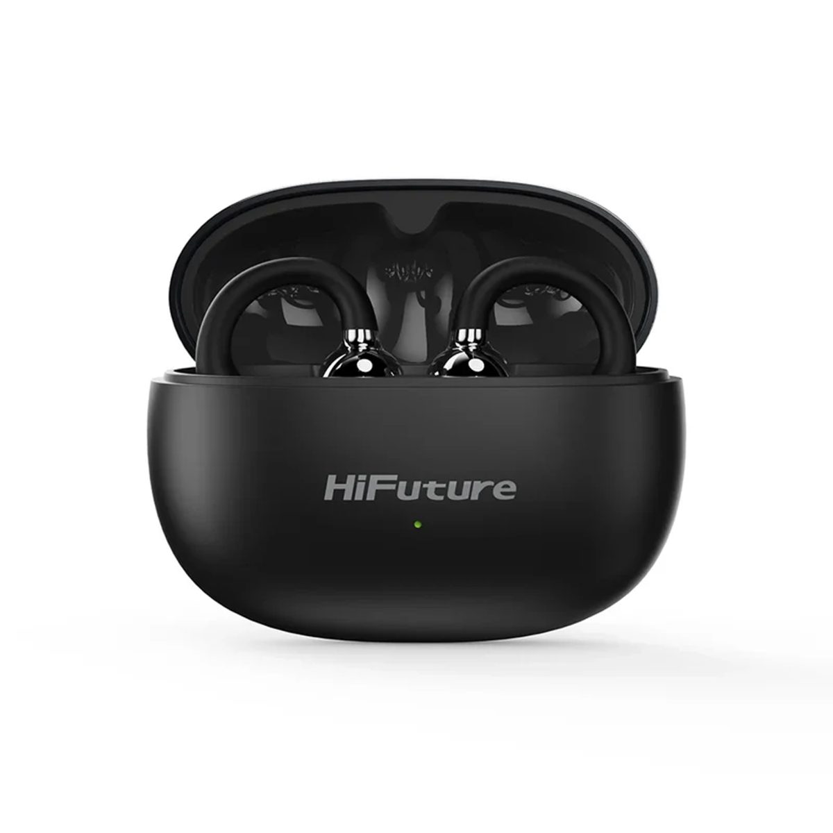 Hifuture Flexclip Open Ear Wireless Earbuds, 30 Hrs Playtime, Ai Enc Noise Cancellation – Black