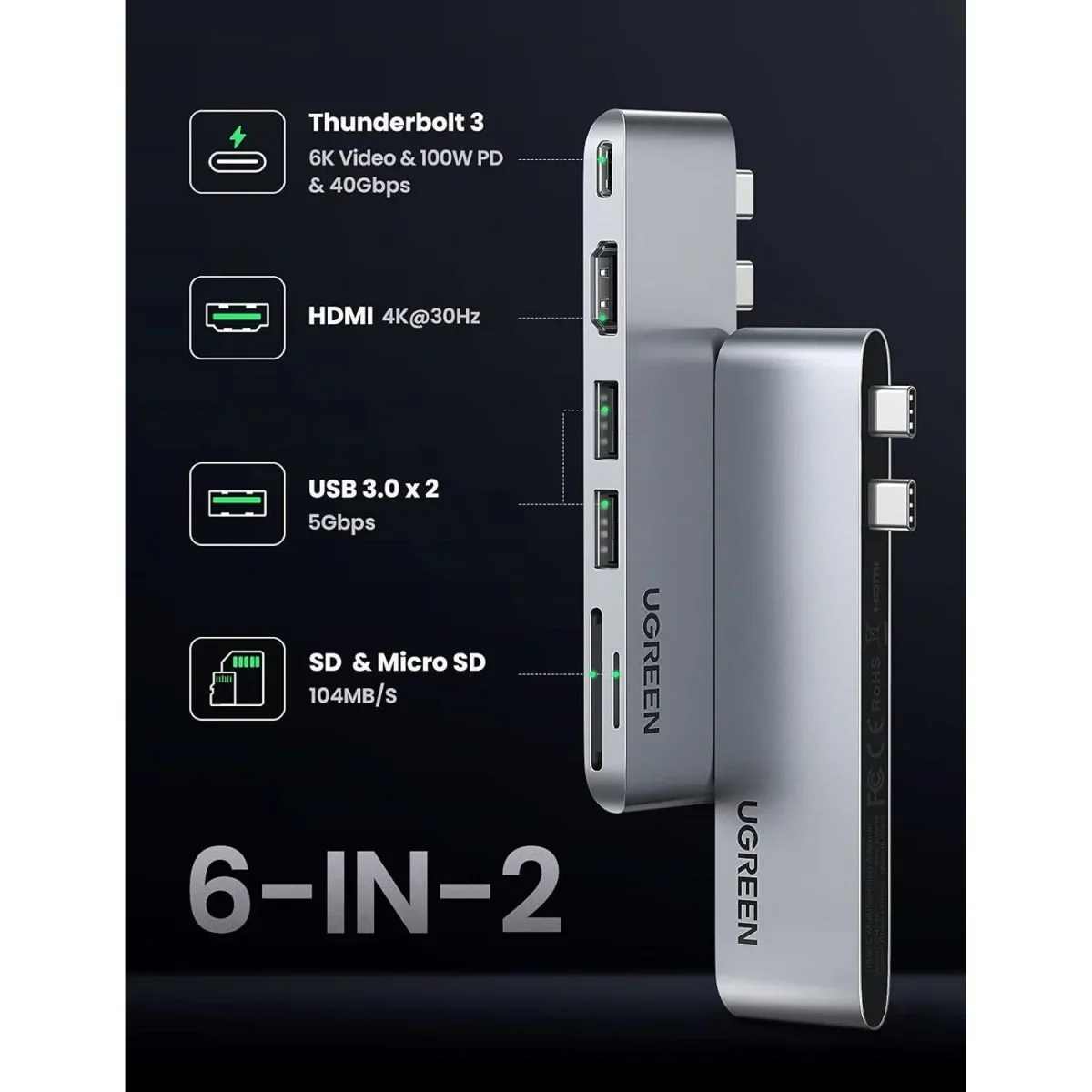 Ugreen Usb C Hub For Macbook Pro 6 In 2 Type C Hub Adapter With 4K Hdmi Thunderbolt 3 Usb Port Sd Tf Card Reader Ug 10 يوجرين &Lt;Ul Class=&Quot;A-Unordered-List A-Vertical A-Spacing-Mini&Quot;&Gt; &Lt;Li Class=&Quot;A-Spacing-Mini&Quot;&Gt;&Lt;Span Class=&Quot;A-List-Item&Quot;&Gt;【مصمم لجهاز Macbook】: Ultra Slim Usb C Hub متوافق مع Macbook Air M1 2023/2022/2021/2019/2018/2017 و Macbook Pro M1 M2 2023/2022/2021/2020/2019/2018/2017/2016. يو جرين 6 في 1 Usb-C Hub مع لمسة نهائية أنيقة من الألومنيوم الرمادي الفلكي تكمل تماما ملحقات Apple. [ملاحظة] قم بإزالة حافظة واقية Macbook قبل توصيل محول المحور من النوع C. &Lt;/Span&Gt;&Lt;/Li&Gt; &Lt;Li Class=&Quot;A-Spacing-Mini&Quot;&Gt;&Lt;Span Class=&Quot;A-List-Item&Quot;&Gt;【شاشة 4K لامعة】: ما عليك سوى الاتصال بشاشة خارجية عبر منفذ 4K Hdmi لمحول Usb C لرؤية كل شيء بتفاصيل حادة ومجيدة.&Lt;/Span&Gt;&Lt;/Li&Gt; &Lt;Li Class=&Quot;A-Spacing-Mini&Quot;&Gt;&Lt;Span Class=&Quot;A-List-Item&Quot;&Gt;【منفذ Thunderbolt 3】: يدعم منفذ Usb-C Gen 2 إخراج فيديو 8K كحد أقصى ، وشحن 87 واط Pd عبر Usb C ، وما يصل إلى 40 جيجابت في الثانية مع أجهزة Usb 3.1 Gen 2 ، واستمتع تماما بمنفذ المستقبل للقيام بكل الأشياء.&Lt;/Span&Gt;&Lt;/Li&Gt; &Lt;Li Class=&Quot;A-Spacing-Mini&Quot;&Gt;&Lt;Span Class=&Quot;A-List-Item&Quot;&Gt;【نقل الملفات في الثانية】: نقل الملفات والأفلام والصور بسرعات تصل إلى 5 جيجابت في الثانية عبر منفذ Usb A 3.0.&Lt;/Span&Gt;&Lt;/Li&Gt; &Lt;Li Class=&Quot;A-Spacing-Mini&Quot;&Gt;&Lt;Span Class=&Quot;A-List-Item&Quot;&Gt;【تبديد الحرارة بسرعة】 بفضل تقنيتنا المتقدمة وتصميم غلاف الألومنيوم ، يتميز محول Usb C بتبديد مزدوج للحرارة واتصالات مستقرة للحفاظ على أمان أجهزتك وأمان بياناتك.&Lt;/Span&Gt;&Lt;/Li&Gt; &Lt;Li Class=&Quot;A-Spacing-Mini&Quot;&Gt;&Lt;Span Class=&Quot;A-List-Item&Quot;&Gt;【خفيف الوزن ومحمول】 محور Usb هذا خفيف ومحمول. يمكن حملها بسهولة في حقيبة ظهر أو حقيبة كمبيوتر دون أي عبء إضافي. من المريح جدا اصطحابها في رحلات العمل والسفر والفصول الدراسية والألعاب وما إلى ذلك. &Lt;/Span&Gt;&Lt;/Li&Gt; &Lt;Li Class=&Quot;A-Spacing-Mini&Quot;&Gt;&Lt;Span Class=&Quot;A-List-Item&Quot;&Gt;【ما تحصل عليه】: 1 * Usb C Hub 6 في 2 ، 1 * دليل المستخدم ، ضمان لمدة 24 شهرا ، خدمة عملاء على مدار 24 ساعة ، دعم فني مدى الحياة.&Lt;/Span&Gt;&Lt;/Li&Gt;
&Lt;/Ul&Gt; Ugreen Usb C Hub لمحول المحور 6 في 2 من النوع C لجهاز Macbook Pro مع 4K Hdmi Ugreen Usb C Hub لمحول المحور 6 في 2 من النوع C لجهاز Macbook Pro مع 4K Hdmi ومنفذ Thunderbolt 3 Usb وقارئ بطاقة Sd Tf - Ug. سم 251