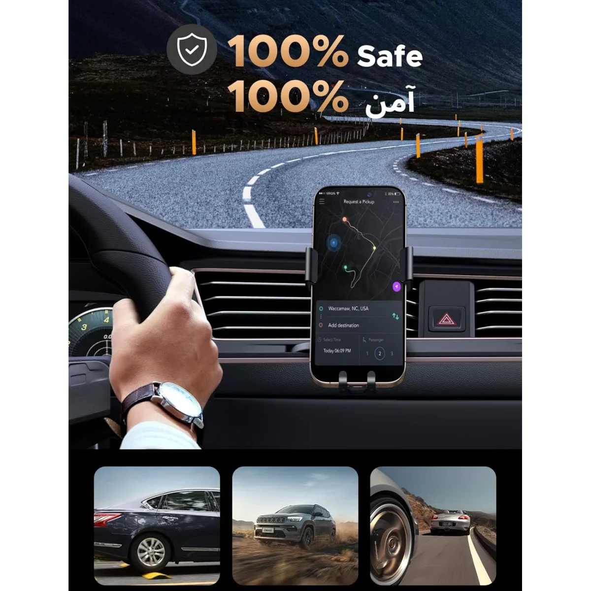 【One-Hand Operation】 Ugreen Car Holder For Vent Enables To Put Down Or Pick Up Your Phone By One Hand Easily, Clip It On The Vent So Your Phone Will Not Block Your Vision, Auto Lock And Hold Your Phone Firmly, Free Your Hand For Safe Driving. 【Gravity Linkage Design】 Simply Put Your Phone To The Holder, The Gravity Will Retract The Holder Arms And Form A Stable Triangle Structure, Securely Hold Your Phone Even On Speed Humps Or Bumpy Road, No Need To Stick Metal Plate To Phone Or Clamp The Phone By 2 Hands. 【Universal Compatible】 Freely Compatible For All Types Of 4.7-Inch To 7-Inch Screen Device, Such As Iphone 13/14/15/16 Pro Max Full Series Models, Galaxy Z Flip5/Z Flip4/ Galaxy S24, S24 Plus(S24 +), S24 Ultragalaxy S23 /S22/S21/S20 And Most Phones From Other Brands. 【Friendly Design】 Soft Silicone Pads In The Holder Arms And Silicone Clip Protect Your Phone And Vent From Scratch Primely, Reserved Charging Port Enable To Plug The Charging Cable To The Phone Even When Attached To This Phone Holder, Never Worry About Power Off On Your Trip When This Car Mount Installed. 【Note】 This Air Vent Car Phone Mount Can Only Be Used On Horizontal Vents. It Is Not Advised To Use It With Circular Vents.