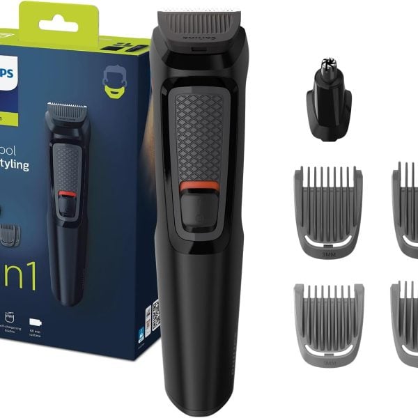 Philips Multigroom Series 3000 for Face, 6-in-1 Grooming Kit for beard, moustache, nose & ear hair, cordless, 60 min runtime - MG3710