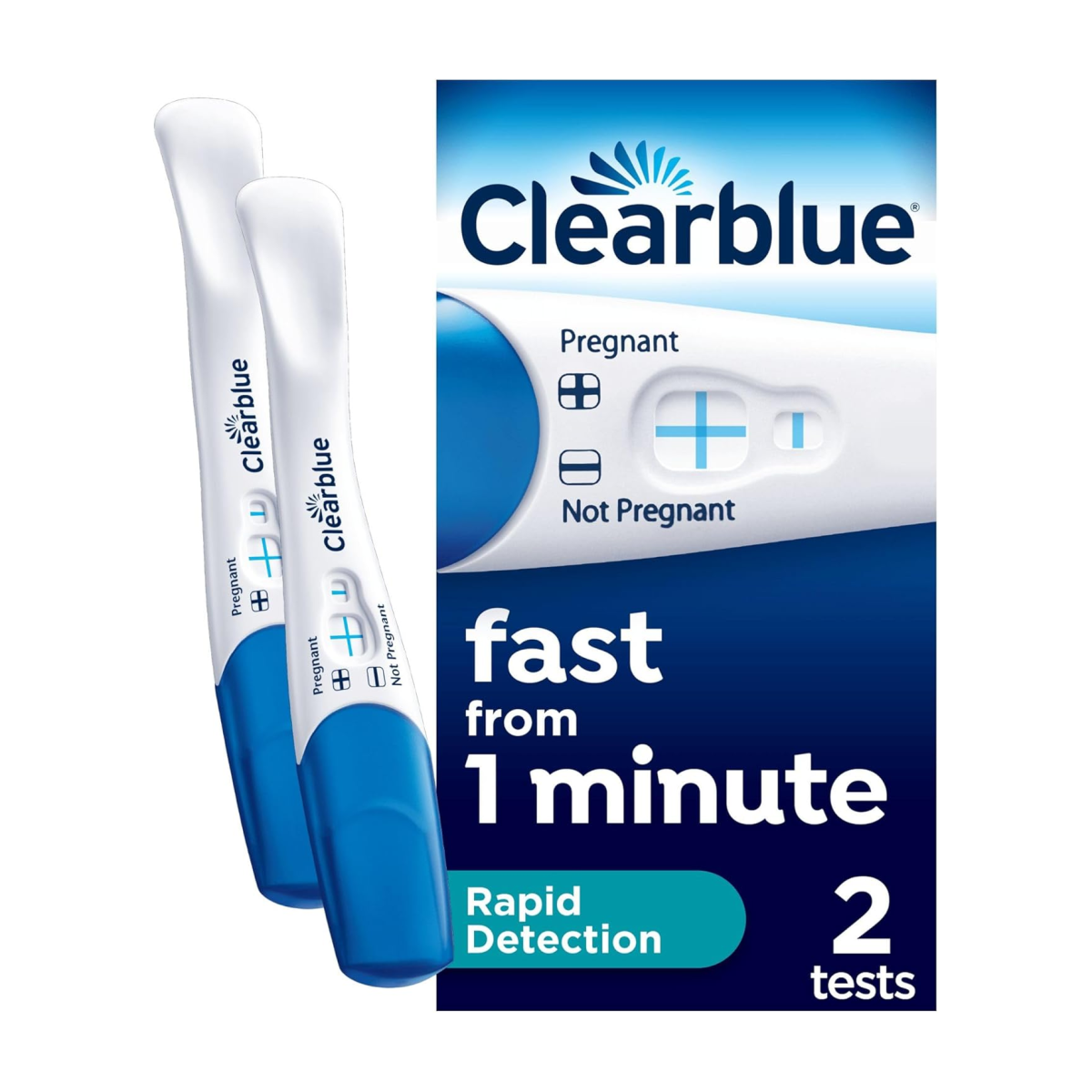 Clearblue Pregnancy Test, Rapid Detection, Result As Fast As 1 Minute, Kit Of 2 Tests