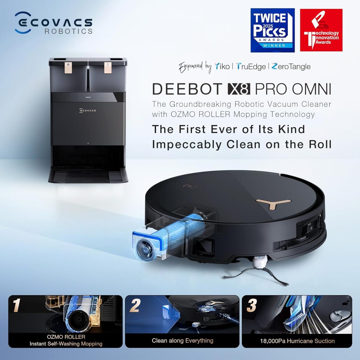 Ecovacs Deebot T50 Pro Omni Robot Vacuum And Mop Cleaner Black
