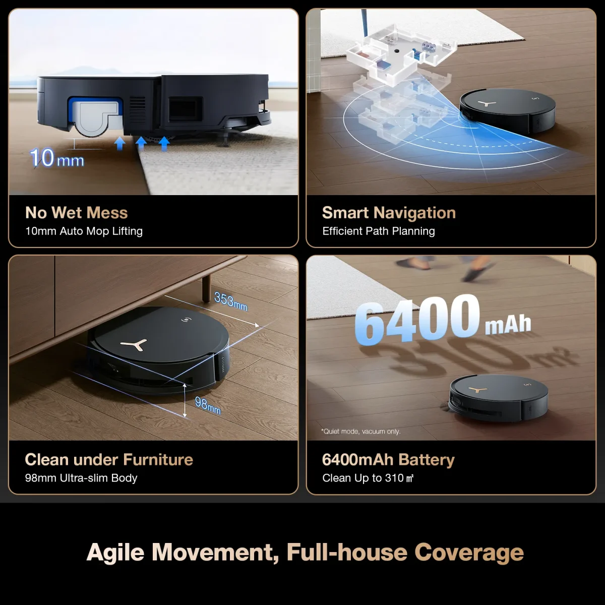 Ecovacs Deebot T50 Pro Omni Robot Vacuum And Mop Cleaner Black