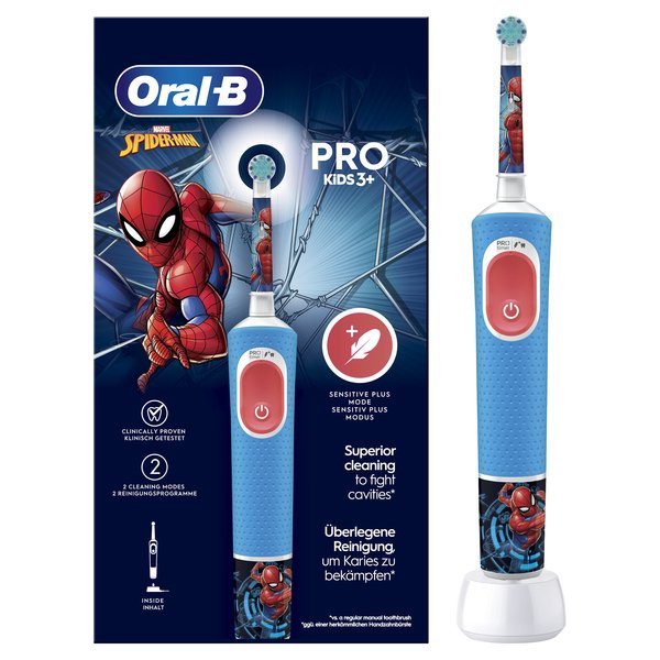 Oral-B Kids Electric Toothbrush, Spider-Man Characters Kids Electric Rechargeable Toothbrush – Red (1)